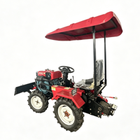 Tractor Agrícola Pequeño de Cuatro Ruedas en Oferta, Equipado con Toldo, Rotocultivador y Pala Frontal para Diversas Operaciones Agrícolas