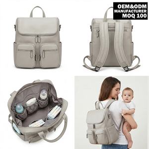 Borsa per Pannolini OEM ODM Personalizzata per Genitori, Grande Capacità, Organizer in Pelle Vegana PU, Zaino per Neonati - Product Image 1