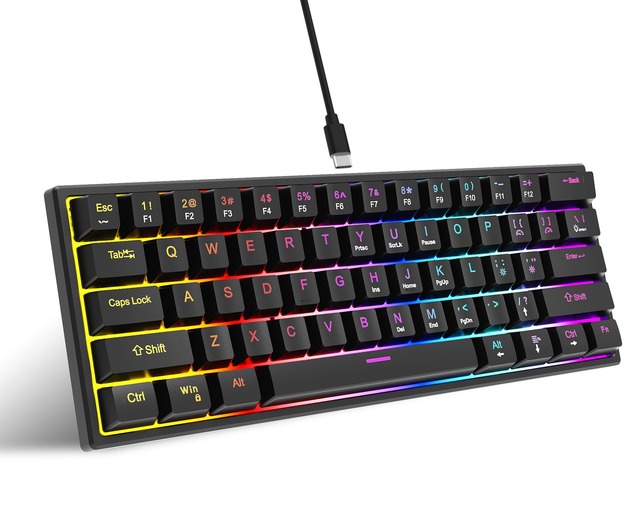 Oem Mechanical Keyboard Manufacturer 60 Percent Blue Switch Wired 61keys Anti-Ghosting Portable Mini Gaming Keyboard
