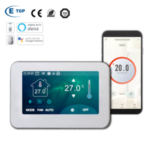 Avec <span class=keywords><strong>Google</strong></span> Home Alexa Tuya Dry Contact Smart Wifi Thermostat Pièces de chauffage par le sol Couleur Touch Voice Speaker Control - Product Image 2
