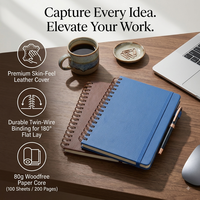Carnet à spirales personnalisé en cuir PU avec fermeture élastique et attache pour stylo, reliure Wire-o, journal avec logo pour le bureau, l'école, vente en gros OEM