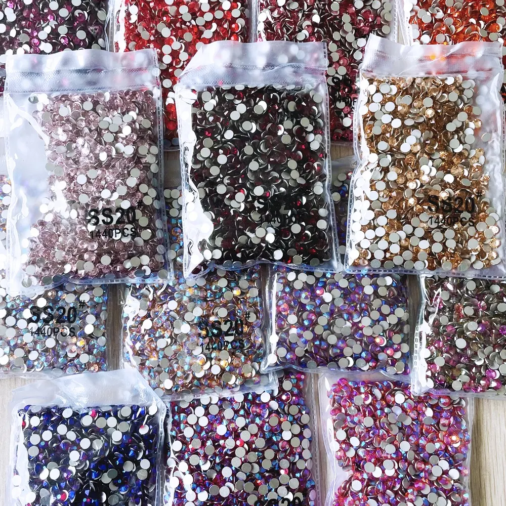 Strass de cristal para vestidos, strass de vidro com costas planas e pedra para nail art, não hot fix