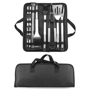 Cross-border <b>BBQ</b> barbecue <b>tool</b> set, stainless steel barbecue fork, spatula, clip, brush, Oxford bag, outdoor barbecue equipment - Product Image 2