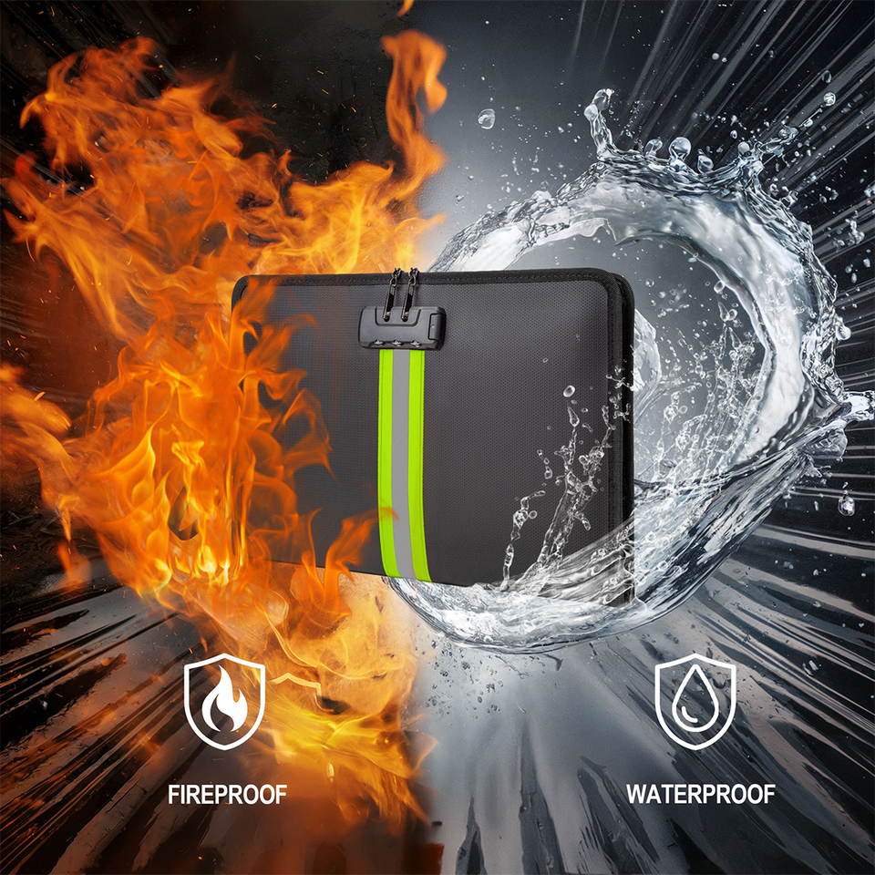 Heavy Duty A4 Fireproof Waterproof Document Bag with Combination Lock ...