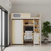 Lit superposé scolaire avec rangement, armoire, lits superposés pour dortoir, lit en fer multifonctionnel avec bureaux et bibliothèque, design moderne et gain de place
