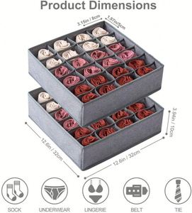 Foldable Eco-friendly Durable Multi-tier Clothing Organizer Storage Box Drawer Divider Kit Set 12 Cell Washable Socks <b>Wardrobe</b> - Product Image 2