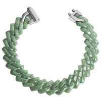 Bracelet-collier en jadeite naturelle de qualité A, forme de diamant vert bleu eau, chaîne cubaine, style hip-hop, tendance unisexe