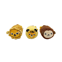 3 styles de porte-clés ronds en peluche animale, adorables breloques de sac en forme de lion, tigre, singe, mini animaux en peluche avec rembourrage en coton PP
