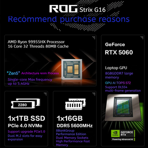 Laptop para Juegos Strix G16 2025, Nueva, Original, Ryzen9 RTX5070 Edición SCAR, Pantalla 2.5K, 1TB RAM, Teclado en Inglés, Fabricada en 2025 - Product Image 4