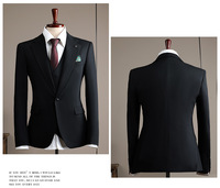 Jaket jas pernikahan, Model baru Slim Fit Single Breasted bahan TR pakaian bisnis tenunan kancing depan datar celana terbang