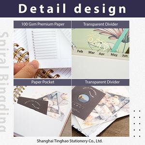 Expédition rapide, carnet A5 à motif floral mignon, vente en gros, logo personnalisé en feuille d'or, spirale, <span class=keywords><strong>liste</strong></span> <span class=keywords><strong>de</strong></span> choses à faire, planificateur budgétaire financier - Product Image 4