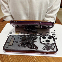 Luxe Papillon Galvanoplastie Téléphone Cas Arc Violet pour iPhone 16 Pro Max 15 Plus 14 13 12 Mini 11 Couverture Arrière