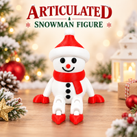 Figurine de bonhomme de neige articulée imprimée en 3D en gros, décoration de bureau rouge et blanche pour les fêtes