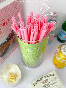 Atops 21cm Pailles jetables en forme de cœur en <span class=keywords><strong>plastique</strong></span> PP rose et rouge thème Saint Valentin pour fêtes et boissons ou cadeaux - Product Image 5