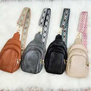 Wholesale Card Belt Chest Bags Women Sling Crossbody Purse Vegan Leather Strap Bum Bag