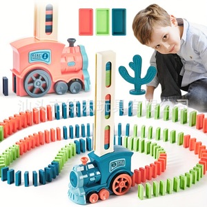 Pose automatique <span class=keywords><strong>Domino</strong></span> Train voiture <span class=keywords><strong>électrique</strong></span> blocs de briques Kits jeux créatifs Intelligence éducatif bricolage jouets enfants cadeau d'anniversaire - Product Image 1
