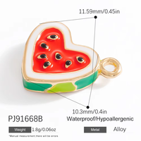 SUMMLY Pendentif Bijou Tendance et Mignon en Forme de Cœur, Pastèque, Cactus, Fruit, en Alliage Plaqué Or 18K, Idéal pour Cadeau de Fête