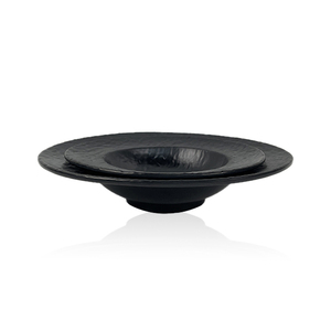 Niza catering plana cena sombrero forma <span class=keywords><strong>platos</strong></span> negro restaurante melamina cargador barato placas - Product Image 1