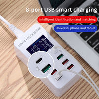 Station de charge USB 8 ports 60W avec affichage LCD pour iPhone, iPad, Samsung, Kindle, tablette, écouteurs