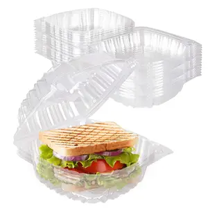 Boîtes à dessert en plastique à clapet en plastique jetables récipient transparent pour fruits et légumes avec couvercle à clapet