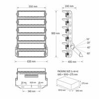 Reflector LED de 1500W IP65 de Alto Lumen SMD 5050 para Iluminación de Estadios, Construcción de Edificios Industriales y Canchas de Tenis
