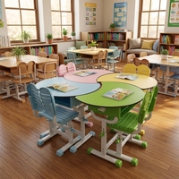 Meubles scolaires collaboratifs ergonomiques pour enfants, table et chaise d'école, couleurs magnifiques, bureau et chaise d'école durables