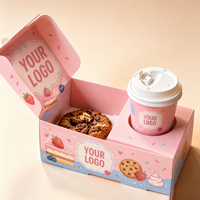 Boîte à biscuits écologique personnalisée avec logo, de qualité alimentaire, biodégradable, rectangulaire, pliable, pour emporter des gâteaux et des friandises, avec porte-gobelet.