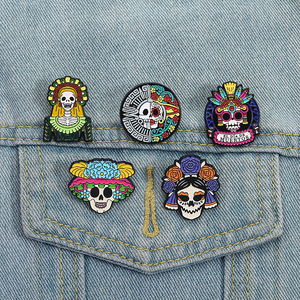 Giorno dello scheletro morto spilla con spilla in smalto Catrina Festival messicano distintivo accessori per gioielli regalo per amici all'ingrosso - Product Image 1