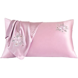 19 22 mm super doux refroidissement rose couleur unie taie d'oreiller en soie végétalienne 6a 100% taie d'oreiller en soie de mûrier pure pour le sommeil