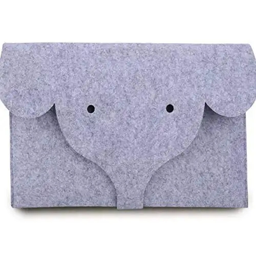 13.3 pollici Leggero cassa di libro, forma di Elefante feltro cassa del manicotto del computer portatile con foderato e sacchetto