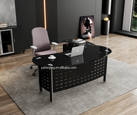 Meubles de bureau en gros d'usine, bureau d'ordinateur en forme de L, bureau en verre trempé de forme spéciale, table de bureau