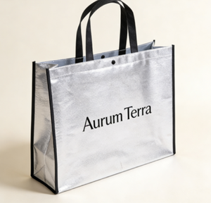 Sacs de courses réutilisables écologiques en tissu non tissé avec poignées et logo personnalisé, motif lettres - Product Image 4