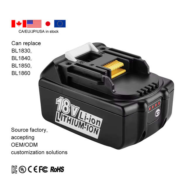 For MAK BL1850B Replacement 18V 5.0Ah 4.0Ah Battery Pack Long Runtime Durable Fast Charging Reliable Power Display CE KC