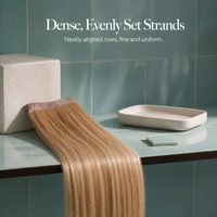 Extensions de cheveux blond doré lisses à trame plate, 100% cheveux humains Remy, avec bande adhésive invisible en PU pour un coiffage rapide