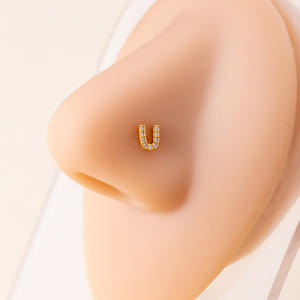 Piercing de Nariz Unissex de Luxo Leve, Estilo Europeu, com 26 Letras do Alfabeto Inglês, em Tungstênio com Micro Zircônias, Agulha Reta, Moderno e Descolado - Product Image 4