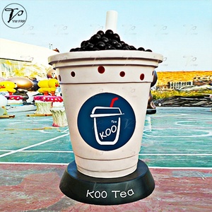 Centro Comercial Gran fibra de vidrio perla leche té taza escultura Art Deco decoración al aire libre - Product Image 6