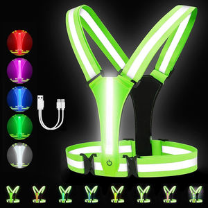 เข็มขัดขี่จักรยานสะท้อนแสงปรับได้เพื่อความปลอดภัยปรับได้เสื้อกั๊กสะท้อนแสง USB แบบชาร์จไฟได้อุปกรณ์สำหรับวิ่ง - Product Image 2
