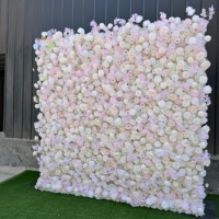 Weiße Künstliche Schleierkraut-Rosen-Blumenwand als Hintergrund, Aufrollbare 5D-Simulations-Blumenwand für Hochzeiten, Bankette, Veranstaltungen und Fotografie
