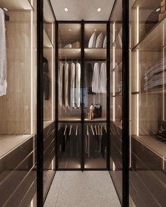<span class=keywords><strong>Cabina</strong></span> <span class=keywords><strong>Armadio</strong></span> su Misura in Vetro con Finitura Melaminica, Interni con Scarpiera, Barre Appendiabiti e Porta in Vetro per Ristrutturazioni Domestiche - Product Image 4