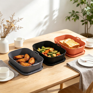 Tapis de cuisson en silicone carré de qualité alimentaire pour friteuse à air |   Accessoire de cuisine personnalisé et recyclable, nouveau design - Product Image 6