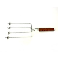 Vente flash : Kit de 4 fourchettes de barbecue en acier inoxydable avec manche en bois pour la cuisson du poulet