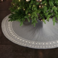CYNYA Grande jupe de sapin de Noël vintage motif flocon de neige en fibre acrylique, couvre-sapin rustique pour la décoration de la maison et des fêtes