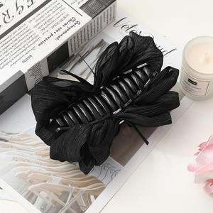 Élégante pince à cheveux marron avec nœud et strass, pince à griffes superposée de 12 cm pour femme, usage quotidien - Product Image 2