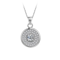 925 bijoux en argent sterling charme CZ diamants Cubic Zirconias collier pendentif rond pour les femmes