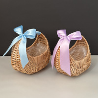 Petit panier à fleurs, panier cadeau tissé résistant à l'eau, panier cadeau en saule tissé pour mariage