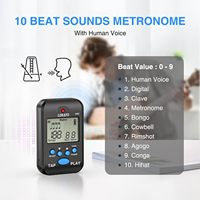 Métronome numérique rechargeable LEKATO avec écran LCD mini, batterie électronique avec 10 sons de battements, clip de voix humaine, volume réglable