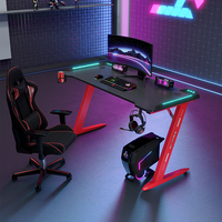 Table d'ordinateur de bureau moderne YZ, noire, en forme de Z, bureau de jeu pour les joueurs