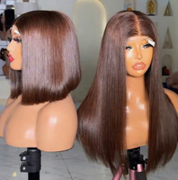 Pelucas vietnamitas lisas de cabello humano 100% natural, SDD Super Double Drawn, listas para usar, pre-cortadas, HD, sin pegamento, con encaje frontal.