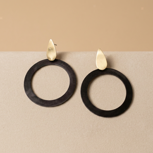 Boucles d'oreilles peintes à la main, bleues, géométriques, patinées, multicolores, classiques, plaquées noir canon, émaillées, tendance, pour soirée - Product Image 4