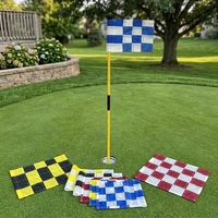 Ensemble de 2 piquets de putting portables et durables avec protection solaire, en nylon 420D, avec drapeau à carreaux et coupelle, personnalisable, pour l'entraînement en extérieur